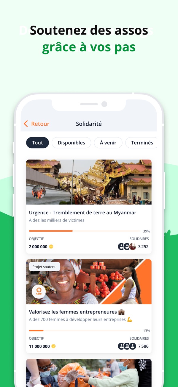 WeWard permet de donner ses Wards à une association
