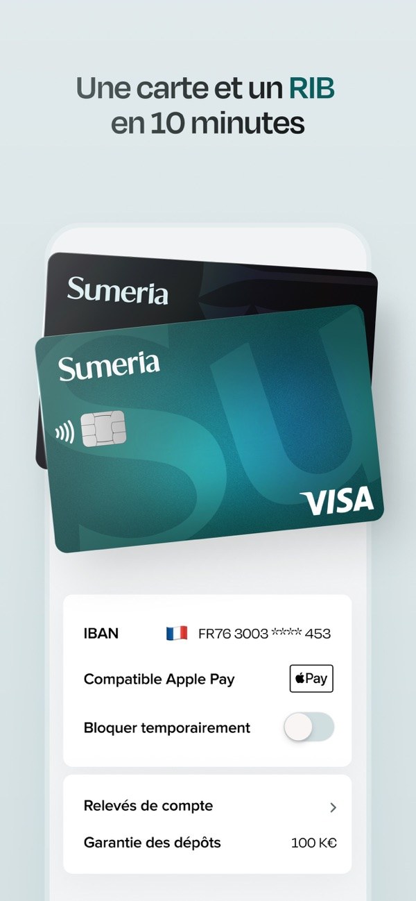 Sumeria : la carte et l'IBAN français