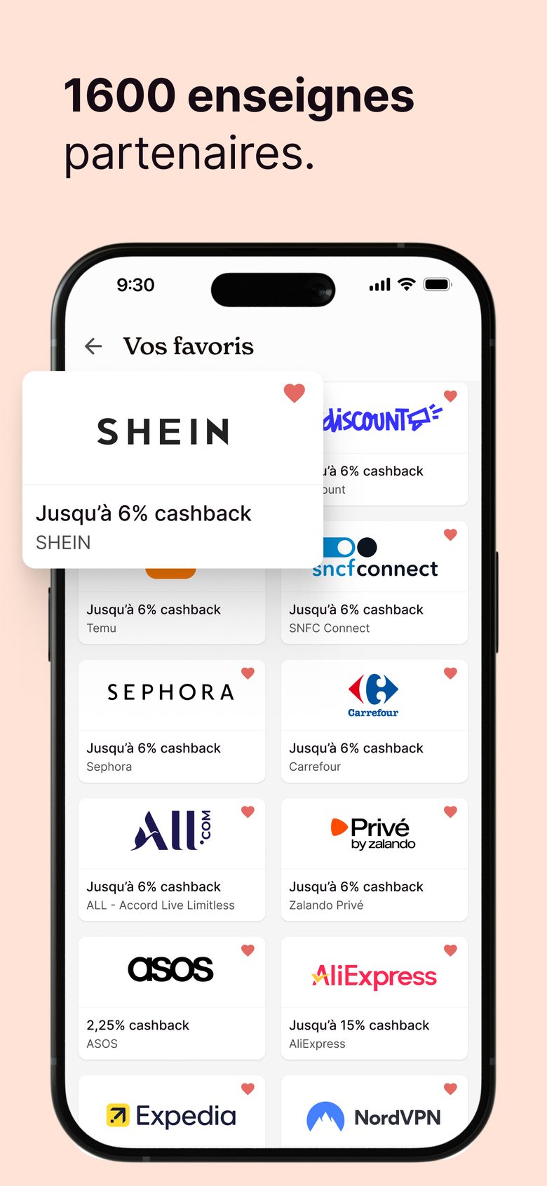 Les enseignes où le cashback s'applique